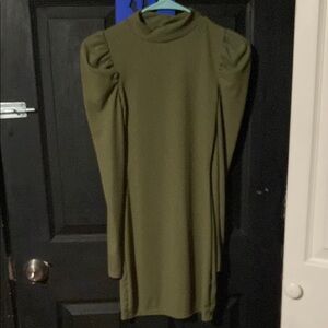 Boohoo Long Sleeve Olive Dress